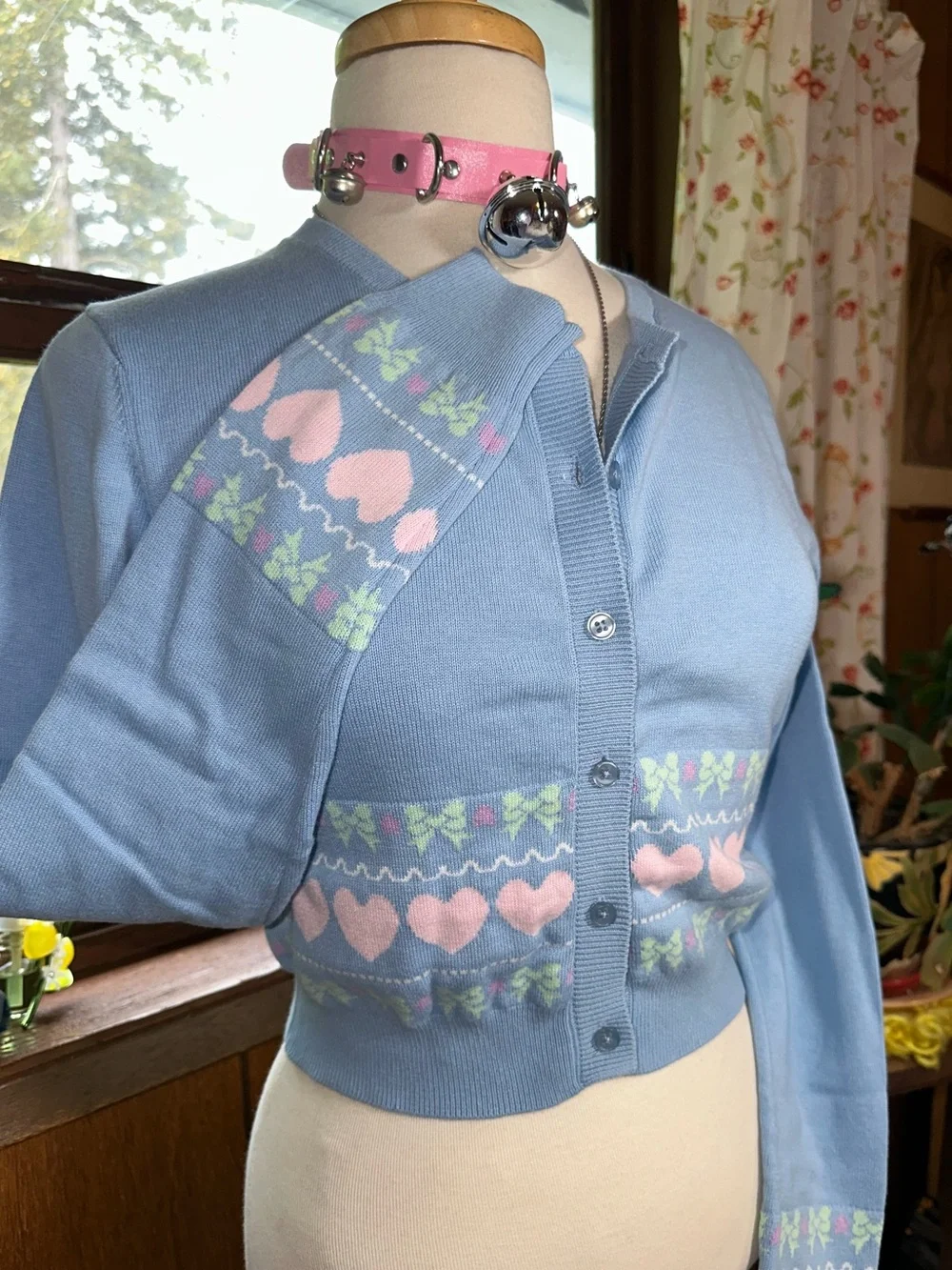 Dolls Kill • Sugar Thrillz Passion For You Intarsia Cute Pastel Cardigan Sweater